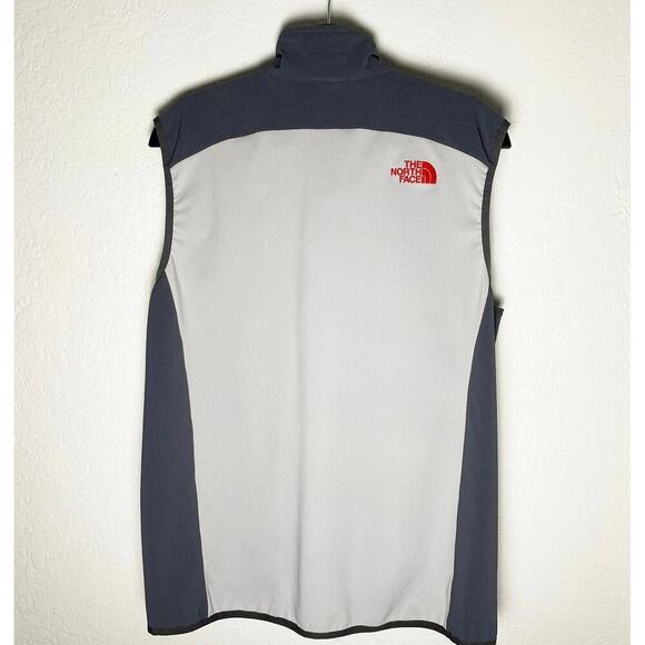 The North Face Men's Lightweight Windbreaker Vest Gray Red Front Zipper Logo Med - Picture 2 of 10